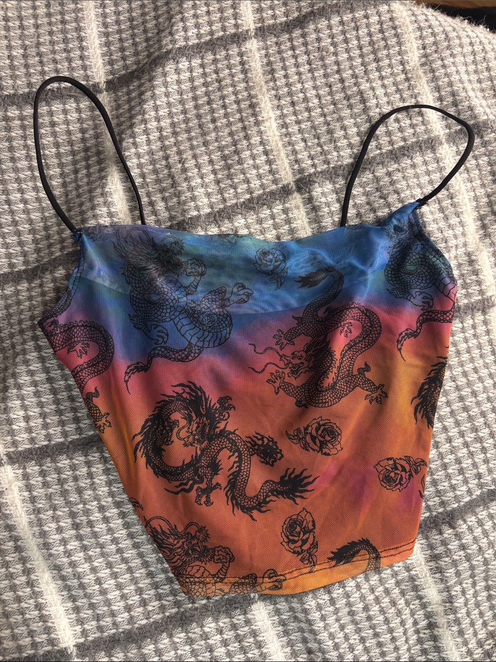 Rue21 Multicolor Dragon Print Gradient Mesh Cami